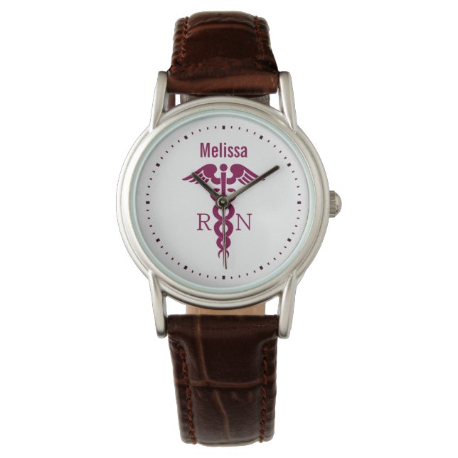 Simple Red Caduceus Nurse Medical Symbool Horloge (Voorkant)