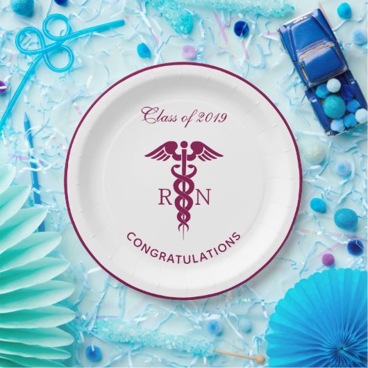 Simple Red Caduceus Nurse Medical Symbool Papieren Bordje (Feest)