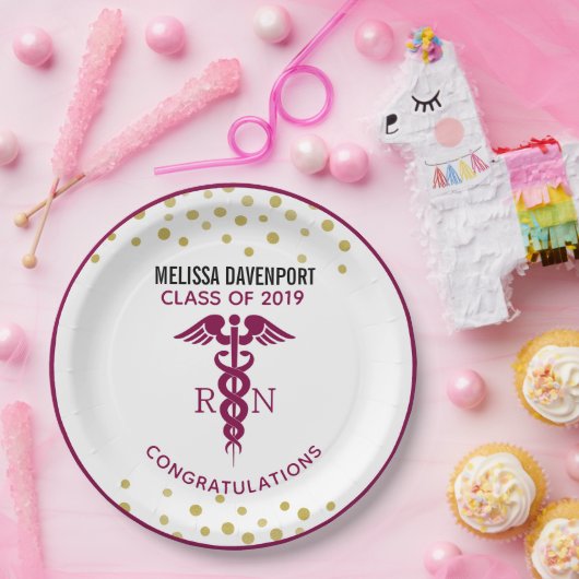 Simple Red Caduceus Nurse Medical Symbool Papieren Bordje (Feest)