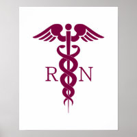 Simple Red Caduceus Nurse Medical Symbool