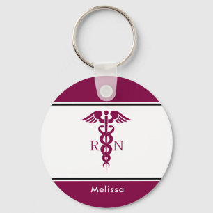 Simple Red Caduceus Nurse Medical Symbool Sleutelhanger