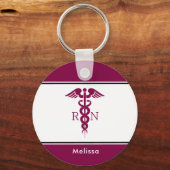 Simple Red Caduceus Nurse Medical Symbool Sleutelhanger (Voorkant)