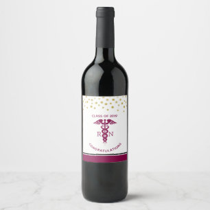 Simple Red Caduceus Nurse Medical Symbool Wijn Etiket