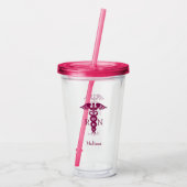 Simple Red Caduceus Registered Nurse RN Symbool Acryl Drinkbeker (Achterkant)