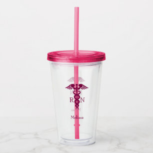 Simple Red Caduceus Registered Nurse RN Symbool Acryl Drinkbeker