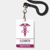 Simple Red Caduceus Registered Nurse RN Symbool Badge (Achterkant met lanyard)
