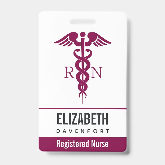 Simple Red Caduceus Registered Nurse RN Symbool Badge (Voorzijde)