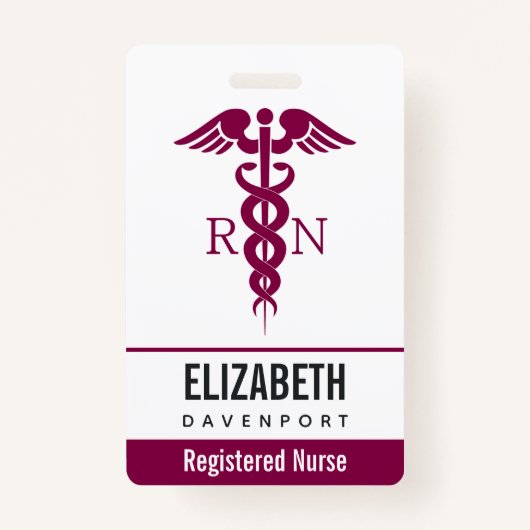 Simple Red Caduceus Registered Nurse RN Symbool Badge (Voorkant)