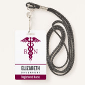 Simple Red Caduceus Registered Nurse RN Symbool Badge (Achterkant met draagriem)