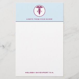 Simple Red Caduceus Registered Nurse RN Symbool Briefpapier