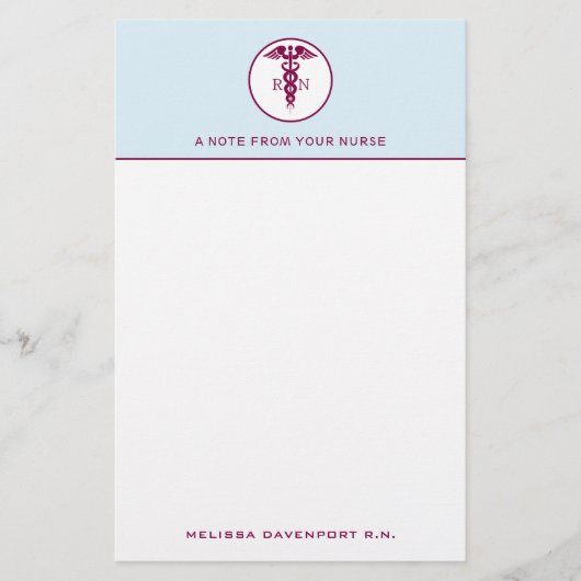 Simple Red Caduceus Registered Nurse RN Symbool Briefpapier (Voorkant)