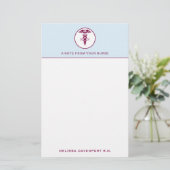 Simple Red Caduceus Registered Nurse RN Symbool Briefpapier (Staand voorkant)