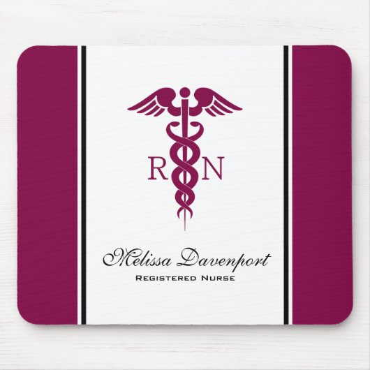 Simple Red Caduceus Registered Nurse RN Symbool Muismat (Voorkant)