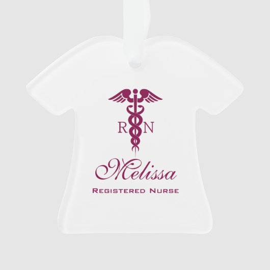 Simple Red Caduceus Registered Nurse RN Symbool Ornament (voorkant)