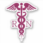 Simple Red Caduceus Registered Nurse RN Symbool Sticker (Voorkant)