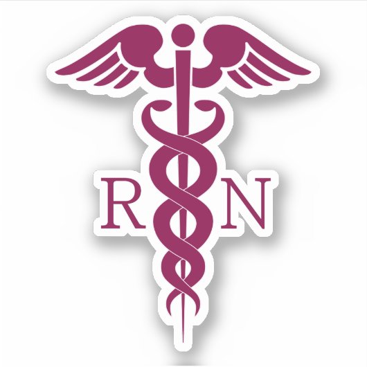 Simple Red Caduceus Registered Nurse RN Symbool Sticker (Voorkant)