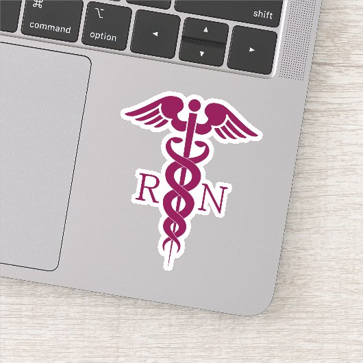 Simple Red Caduceus Registered Nurse RN Symbool Sticker (Detail)