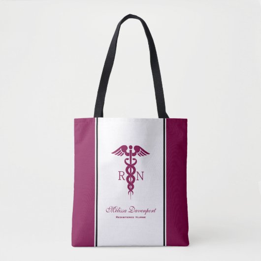 Simple Red Caduceus Registered Nurse RN Symbool Tote Bag (Voorkant)