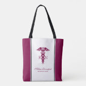 Simple Red Caduceus Registered Nurse RN Symbool Tote Bag (Achterkant)