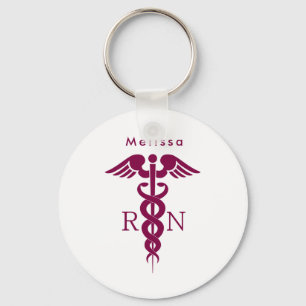 Simple Red Caduceus RN symbool Sleutelhanger
