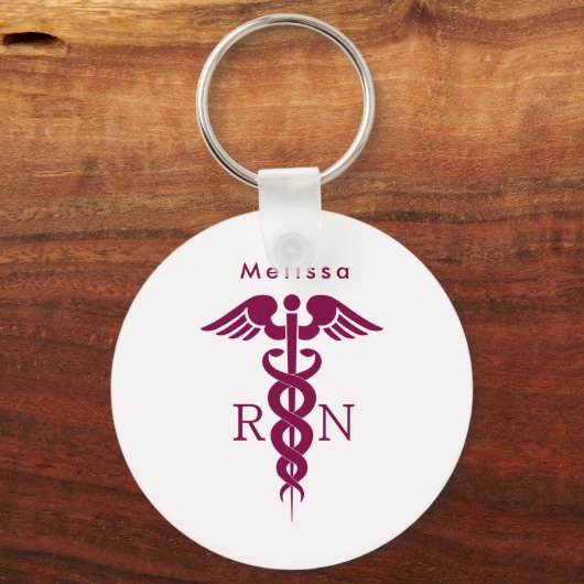 Simple Red Caduceus RN symbool Sleutelhanger (Voorkant)
