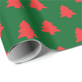 Simple Red Christmas Trees on Dark Green Cadeaupapier (Rol Hoek)