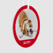 Simple Red Dog Pet Photo Name Feestdagen Keepomwil Ornament (voorkant)