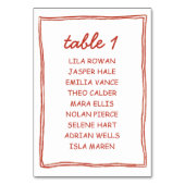 Simple Red Doodle Wedding Seating Chart Card Kaart (Voorkant)