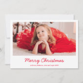 Simple Red Elegante Foto Moderne Kerstmis Feestdagenkaart (Voorkant)