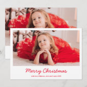 Simple Red Elegante Foto Moderne Kerstmis Feestdagenkaart (Voorkant / Achterkant)