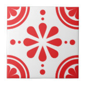 Simple Red Floral Scandinavian Pattern Tile Tegeltje (Voorkant)
