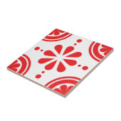 Simple Red Floral Scandinavian Pattern Tile Tegeltje (Zijkant)