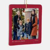 Simple red frame one photo Christmas Keramisch Ornament (Rechts)
