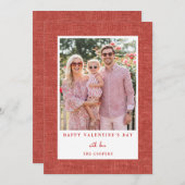 Simple Red Happy Valentine's Day Photo Card Feestdagenkaart (Voorkant / Achterkant)