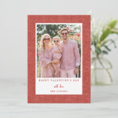 Simple Red Happy Valentine's Day Photo Card Feestdagenkaart (Staand voorkant)