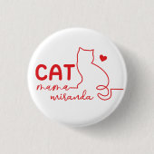 Simple Red Heart Cat Mom Mothers Day Ronde Button 3,2 Cm (Voorkant)