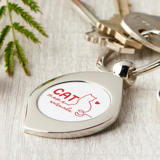 Simple Red Heart Cat Mom Mothers Day Sleutelhanger