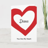 Simple Red Heart Custom Name Valentine Kaart (Voorkant)