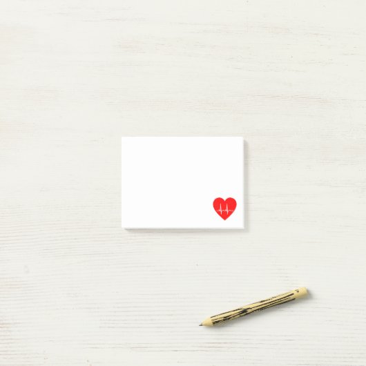 Simple Red Heart EKG Heart Monitor Post-it® Notes (Op bureau)