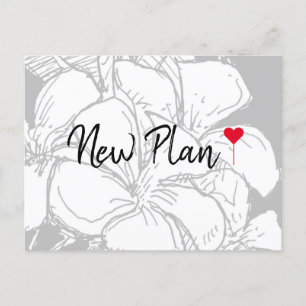 Simple Red Heart Script Floral New Plan Briefkaart