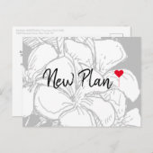 Simple Red Heart Script Floral New Plan Briefkaart (Voorkant / Achterkant)