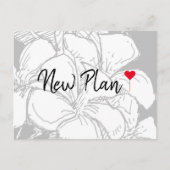 Simple Red Heart Script Floral New Plan Briefkaart (Voorkant)