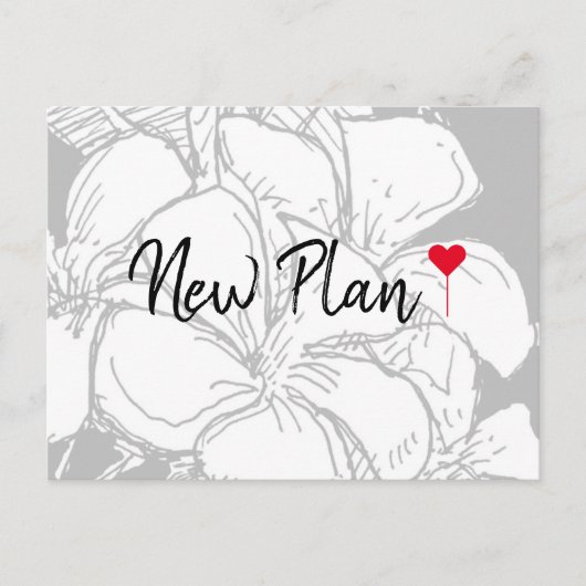 Simple Red Heart Script Floral New Plan Briefkaart (Voorkant)
