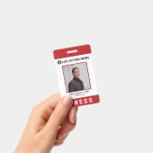 Simple Red Logo Personeelsfoto ID Badge (Handheld)
