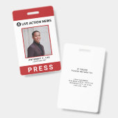 Simple Red Logo Personeelsfoto ID Badge (Voor- en achterkant)