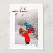 Simple Red Merry-kerstfoto White Briefkaart (Voorkant)