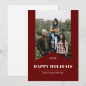 Simple Red Minimalistisch Gelukkig Vakantie Foto 2 Feestdagenkaart (Voorkant / Achterkant)