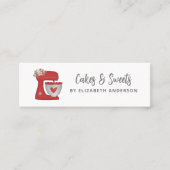 Simple Red Mixer Floral Cake Bakery Business Card Mini Visitekaartje (Voorkant)