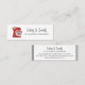 Simple Red Mixer Floral Cake Bakery Business Card Mini Visitekaartje (Voorkant / Achterkant)