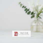 Simple Red Mixer Floral Cake Bakery Business Card Mini Visitekaartje (Staand voorkant)